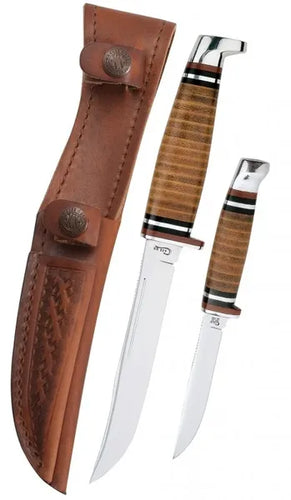 Case Leather Hunter Two Knife Hunting Set with Leather Sheath